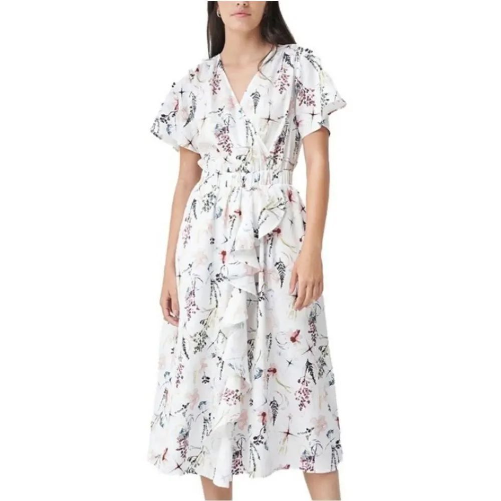 BRAND NEW INDULGE SHORT SLEEVE FLORAL SUMMER V-NECK MAXI DRESS